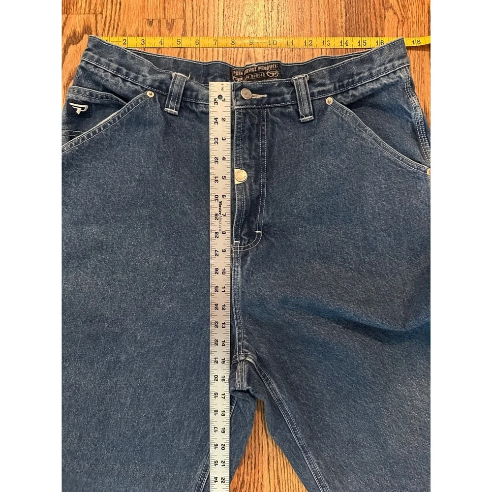 Pure Playaz Vintage Y2K Baggy Carpenter Jeans Mens 36x33 Med Wash Denim READ